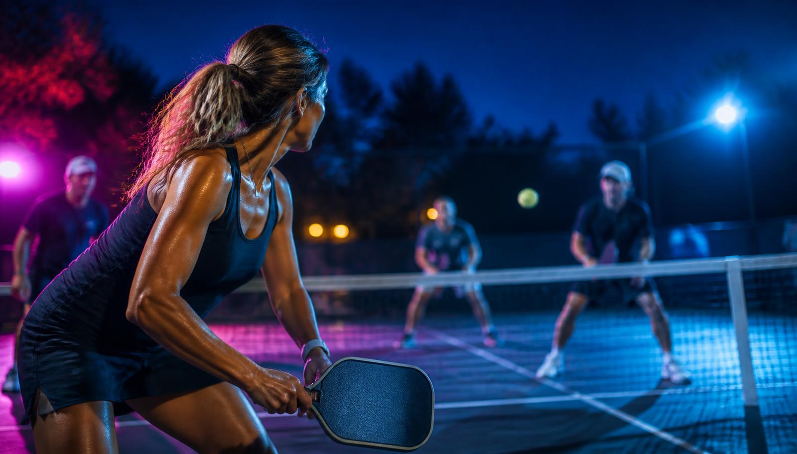 Jugadores de pickleball en una pista de Pickleball Center